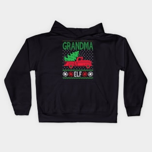 Grandma Elf ugly christmas sweater Kids Hoodie